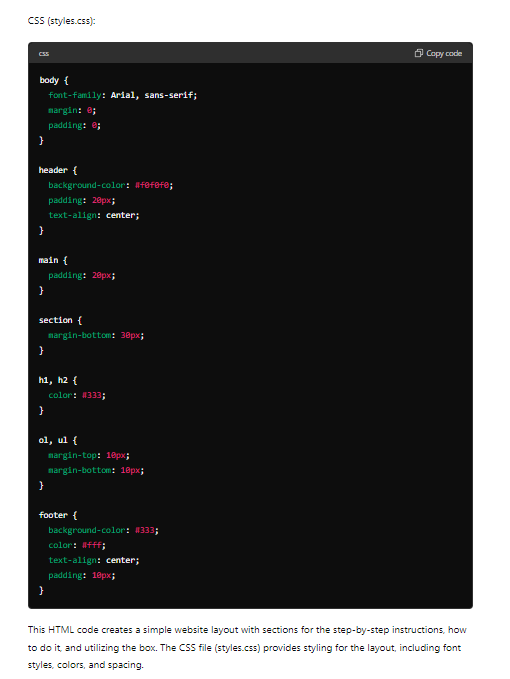 Chat GPT Response CSS