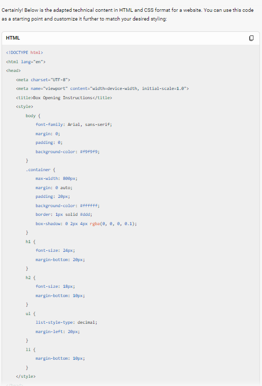 Copilot Response CSS