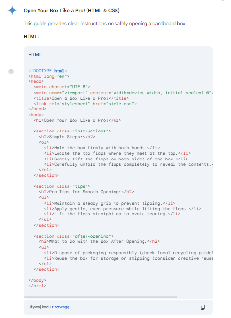 Gemini Response HTML